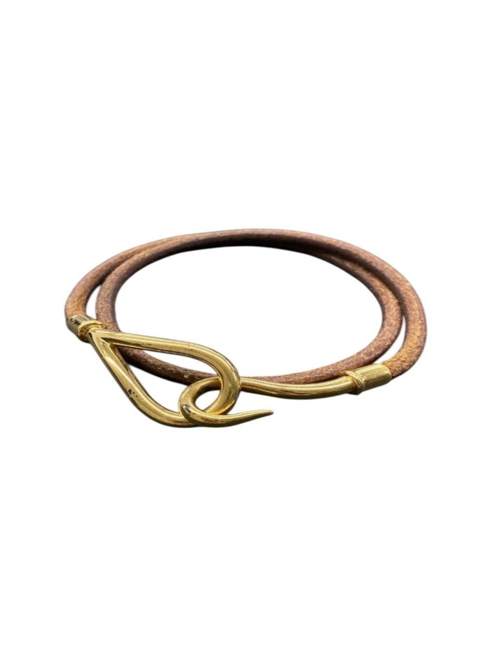 Hermes Jumbo Brown Gold Leather Bracelet